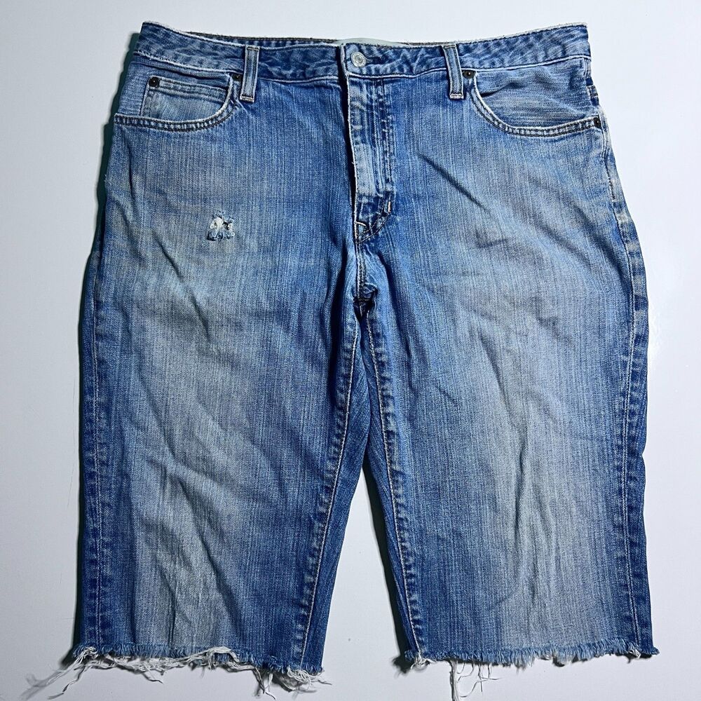 Gap Jorts Womens Size 12 Cutoff Denim Shorts Frayed Raw Hem Long Distressed USA